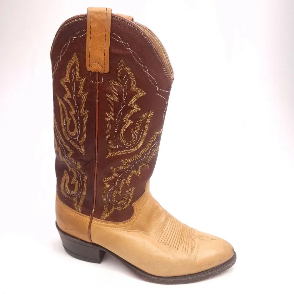 Dan Post Mens Size 8.5 D Two Toned Brown Leather Western Cowboy Boots